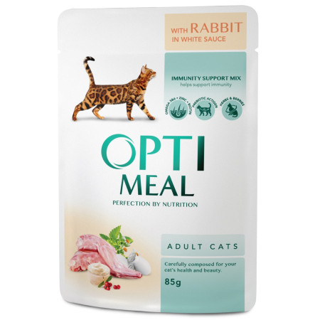 Optimeal Adult Cats Rabbit in white sauce 85 г